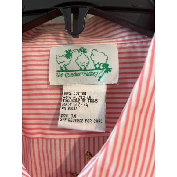 The Quacker Factory size 1X striped button down shirt seashells - Picture 3 of 4